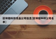 区块链科技竞品公司信息[区块链科技公司名单]